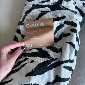 Reformation  Cynthia Black and White Patterned zebra  Jeans